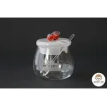 SUVENÝR - SKLENĚNÁ DÓZA NA MED S VČELOU - PRAHA HRADČANY