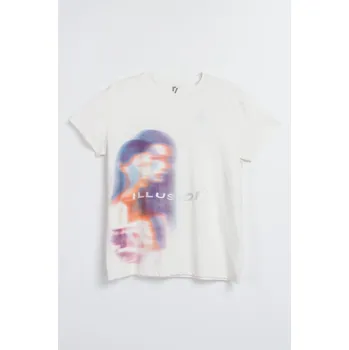 Reporter Young | Dívčí bílé tričko s barevným potiskem "ILLUSION" - Barva BÍLÁ, Velikost 146 243-0440G-07-250-1