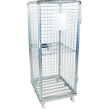 Rollkontejner, s ocelovou deskou, uzavřený z 5 stran, dveře, police, 724 x 810 x 1790 mm