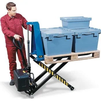 Paletový vozík Paletový nůžkový vozík SHW E s elektro-hydraulikou, nosnost 1000 kg