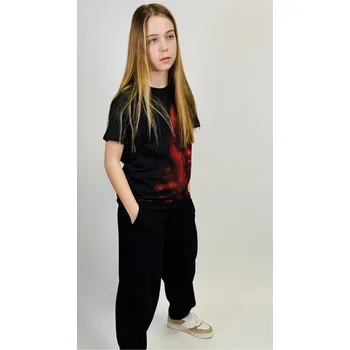 Dívčí tričko Reporter Young | Dívčí černé tričko s červeným grafickým potiskem - Barva ČERNÁ, Velikost 158 243-0440G-14-100-1