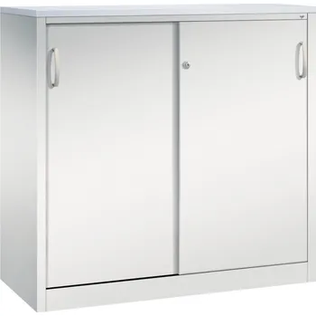 Jednací stůl Kancelářská skříňka s posuvnými dveřmi C+P Acurado, sideboard, 1200 x 500 x 1200 mm, sv. šedá