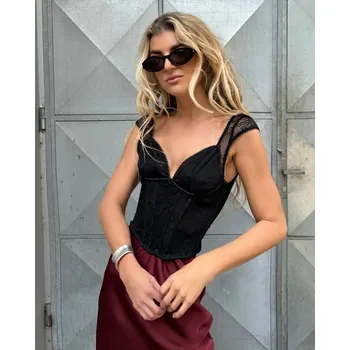 BeChick Černý korzetový top Luise BeChick ❤