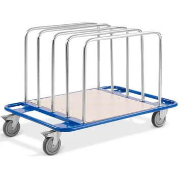 Plošinový vozík Vozík na deskový materiál typ KM, práškově lakovaný, nosnost 150 kg, 1000 x 700 mm, s brzdou