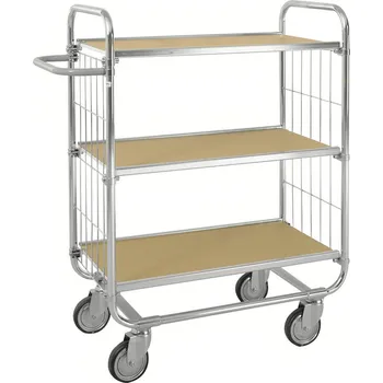 ESD, policový vozík typ KM, zinkovaný, 3 police, DxŠxV 815 x 470 x 1120 mm, 4 kolečka