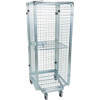 Rollkontejner, uzavřený z 5 stran, mřížovaný, 1 police, DxŠxV 728 x 823 x 1880 mm