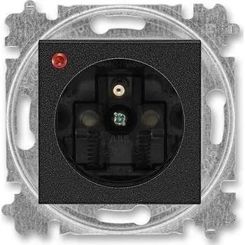 Elektrická zásuvka Zásuvka s přepěťovou ochranou, s clonkami, s optickou signalizací poruchy (typ 6619); onyx / kouřová černá, 6699H-A06357 63