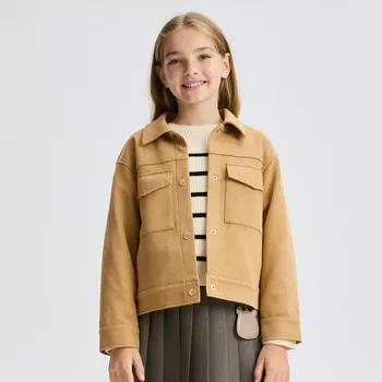 Dívčí bunda Reserved - Zkrácená bunda z umělého semiše - béžová - 226EX-08X - 226EX-08X-116