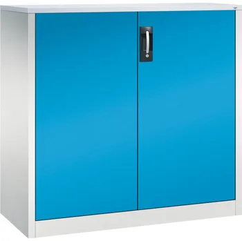 Jednací stůl Kancelářská skříň s křídlovými dveřmi C+P Acurado, příruční, 1200 x 500 x 1200 mm, sv. šedo-modrá