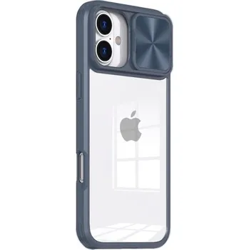 Pouzdro na mobilní telefon Kryt s posuvnou krytkou čočky fotoaparátu pro iPhone 16 - tmavě modrý