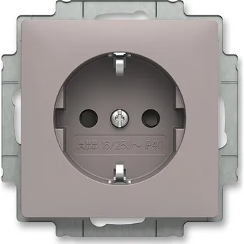 Elektrická zásuvka ABB - Zoni, zásuvka jednonásobná s bočními kontakty, s clonkami, greige