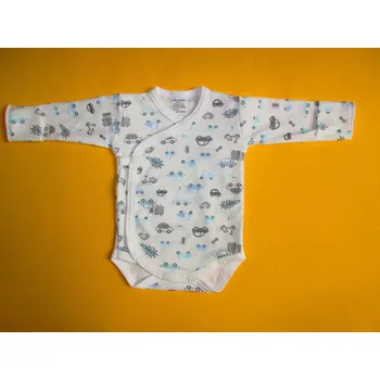 Kojenecký body Arex, ČR Zavinovací body s rukavičkou celopotisk Barva: smetanová+světlemodrá, Velikost: 56