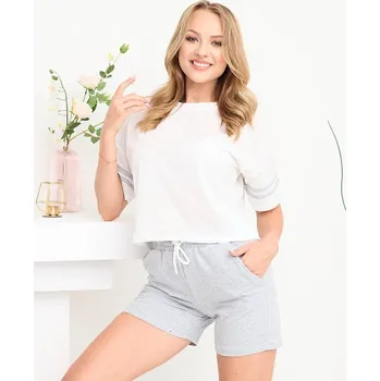 Resti Women&#039;s tracksuit set with light gray stripes - Clothing Resti bílá | šedá 3401824