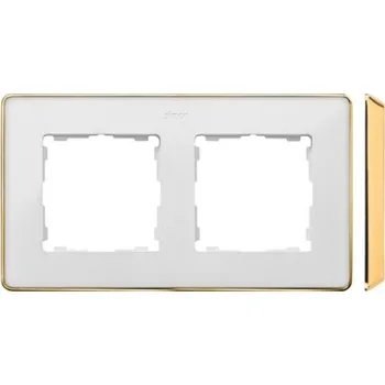 vypínač Rámeček 2 násobný, bílá / zlatá základna