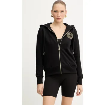 Dámská mikina Bavlněná mikina Versace Jeans Couture dámská, černá barva, s kapucí, hladká, 79HAIT00 CF01T 79HAIT00.CF01T 99X, vel. S