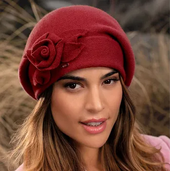 Čepice Krumlovanka Dámská zimní čepice 100%vlna Woolmark W-0838/144 vínová