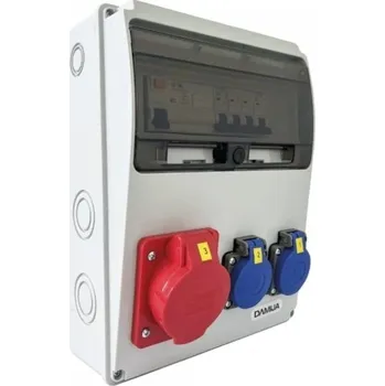 Rozvaděč Set 3 - Zásuvková skříň 11M 16A 5p, 2x230V - 11 modulů s jištiči a chráničem, ZS_SET3_6kA