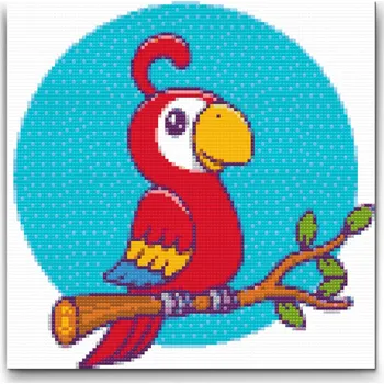 Diamantové malování Diamantové malování - Červený papoušek Velikost: 30x30cm, Rámování: Pouze srolované plátno, Diamanty: Kulaté