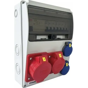 modulární přístroj a rozvaděč Set 1 - Zásuvková skříň 11M 16A 5p, 32A 5p, 2x230V - 11 modulů s jištiči a chráničem, ZS_SET1_6kA