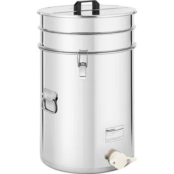 Wiesenfield Stáčecí nádoba na med - 50 l - se sítem, víkem a výpustí - ušlechtilá ocel WIE-HT-50