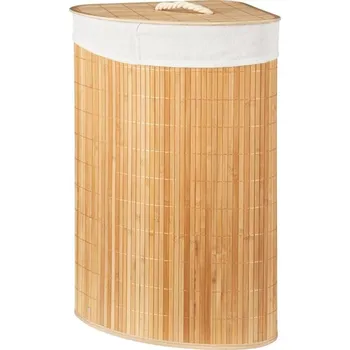 Koš na prádlo Excellent Houseware Koš na prádlo bambus rohový 35×35×60 cm hnědá/bílá