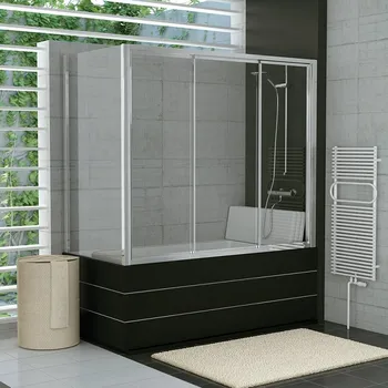 Sprchové dveře RONAL TOP-LINE Třídílné posuvné dveře vanové, pravý díl aluchrom satén TOW3DSM15049