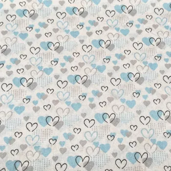 Rumitex Bavlněná látka, cena za 1 metr, šíře 160 cm, MODRÁ SRDÍČKA - MIX