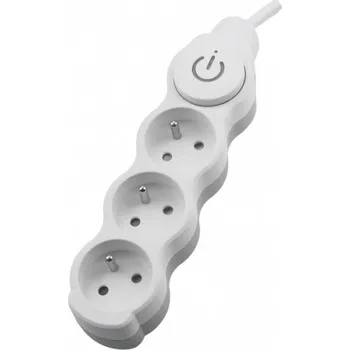 Prodlužovací kabel Prodlužovací přívod 3x2p+Z, 250V, 3x1,5mm, 16A bílá 3m s vypínačem, B05-NB3GW3M