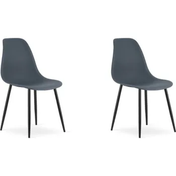 Stolování Sada 2 ks břidlicově šedých židlí OSAKA s černými nohami