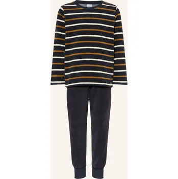 Pánské pyžamo Sanetta Pyžamo Z Froté, tmavě modrá / bílá / světle hnědá