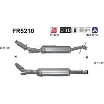 Filtr pevných částic Filtr sazových částic, výfukový systém AS FR5210
