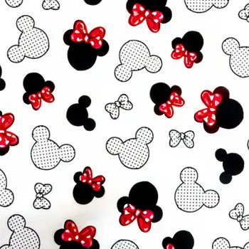 Rumitex Bavlněná látka, cena za 1 metr, šíře 160 cm, MYŠ S MAŠLÍ - ČERVENÁ