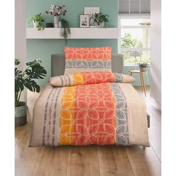 Povlečení Aaram Krepové bavlněné povlečení Podzimní romance oranžová 140x200 70x90