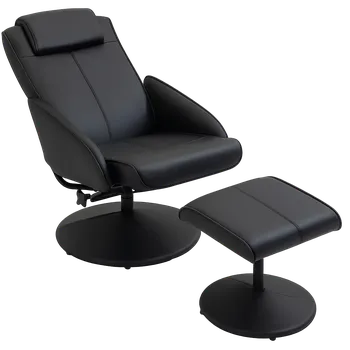 Křeslo Křeslo relaxační, polohovací, s podnožkou, ekokůže černá, MATADOR