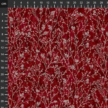 Hoffman 3903-034 Cotton and Pine červená vánoční stříbrotisk bavlněná látka