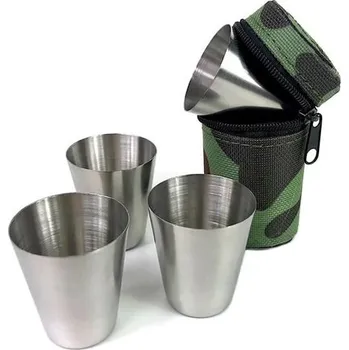 Spacák Merc sport Cestovní nerezové panáky v pouzdře-velké + reflexní pásek