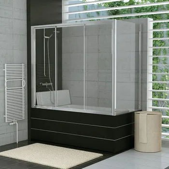 Sprchové dveře RONAL TOP-LINE Třídílné posuvné dveře vanové, levý díl bílá satén TOW3G18000449