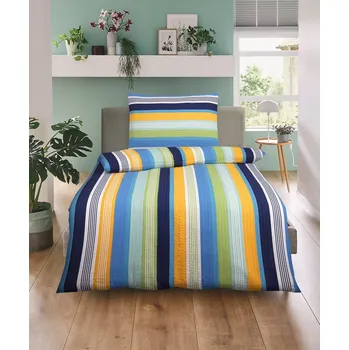 Povlečení Aaram Krepové bavlněné povlečení linie modrá 140x200 70x90