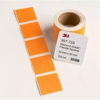 Průmyslové lepidlo 3M 997-72S Diamond Grade™ Reflexní pružné čtverce 50 x 50 mm, oranžová - 100cm