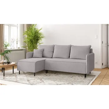 Sedací souprava Rohová rozkládací sedačka VELLUTTO - šedá - manšestr - LINCOLN 86