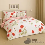 Povlečení bavlněný satén HIP DeLuxe 220x200+2x70x90 Vlčí máky červené