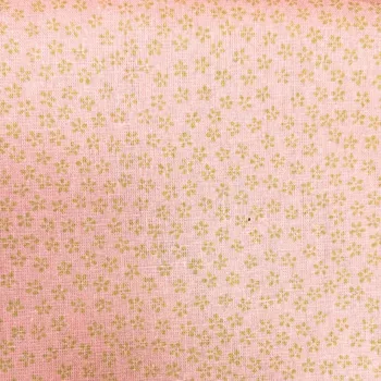 Rumitex Bavlněná látka, cena za 1 metr, šíře 140 cm, ZELENÉ KYTI NA RŮŽOVÉM