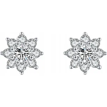 Náušnice Stříbro náušnice Fraise S925 s květinami a bílými zirkony