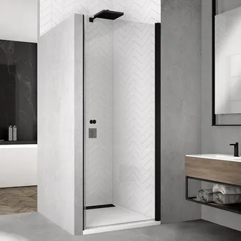 RONAL SOLINO Jednokřídlé dveře / 1 strana rohového vstupu černá mat čiré SOL1SM10607