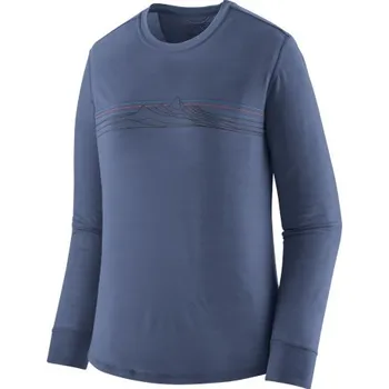 Dámské funkční tričko Patagonia LONG-SLEEVED CAPILENE COOL MERINO BLEND GRAPHIC SHIRT - modrá S