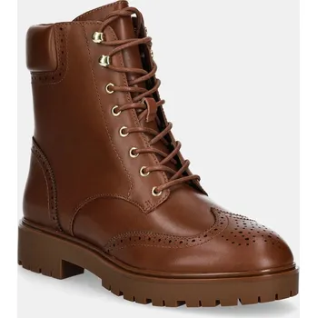 Dámské kozačky Kožené kotníkové boty Lauren Ralph Lauren Alysn Lup Pr hnědá barva, na plochém podpatku, 802977885001 802977885001.200 88X, EUR 41