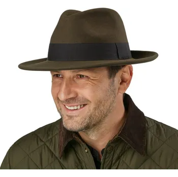 Klobouk Fiebig - Headwear since 1903 Olivový klobouk plstěný - olivový s černou stuhou - Bogart Velikost: 61 cm (XL)