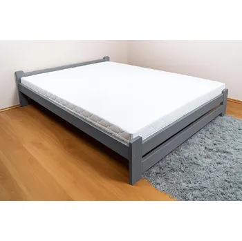 Postel Zvýšená postel z masivu Halle šedá 180x200 cm + rošt ZDARMA