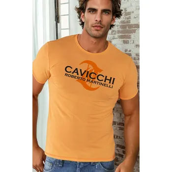 Pánské tričko Pánská trička CAVICCHI CC219 08112 luxusní oranžová pánská trička Roberto Martinelli Velikost: M