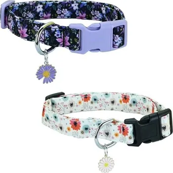 Obojek pro psa Newtensina módní 2dílný obojek pro psy s květinovým vzorem a přívěskem s okvětním lístkem pro
